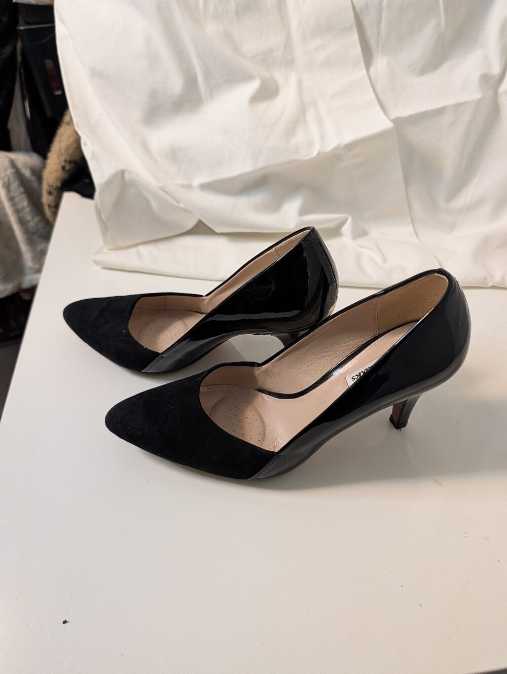 Clark patent and suede size 9.5 heels